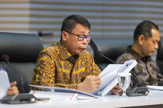 Ketua KPK Nawawi Pomolango di Konferensi Pers Kinerja 2023 dan Arah Kebijakan 2024, di Gedung Merah Putih KPK, Jakarta, Selasa (16/1/2024). Foto: Iqbal Firdaus/kumparan