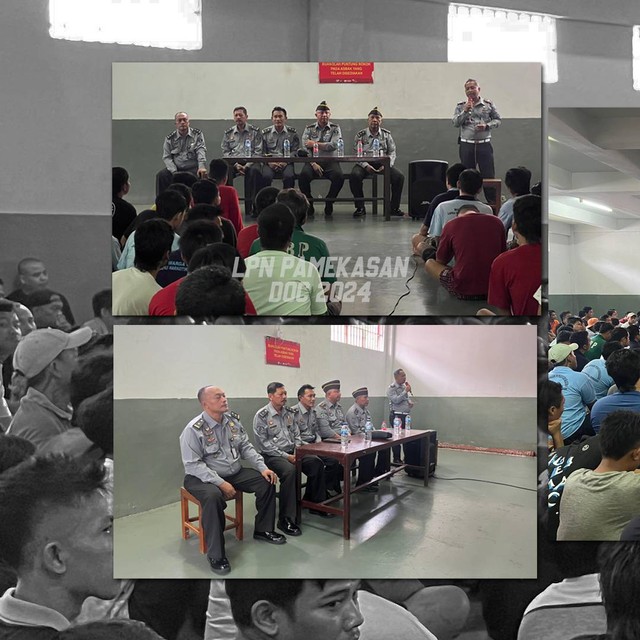 Kegiatan ini bertempat di Aula Blok A Lapas Narkotika Kelas IIA Pamekasan, Kanwil Kemenkumham Jatim, Rabu (17/01/2024) Pagi. (Foto: Humas Lapas Narkotika Pamekasan)