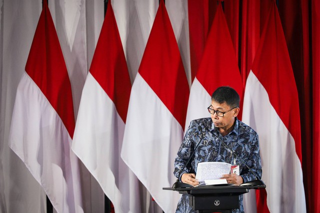 Plt Ketua KPK Nawawi Pomolango menyampaikan sambutan pada acara Paku Integritas KPK di Gedung KPK, Jakarta, Rabu (17/1/2024). Foto: Iqbal Firdaus/kumparan