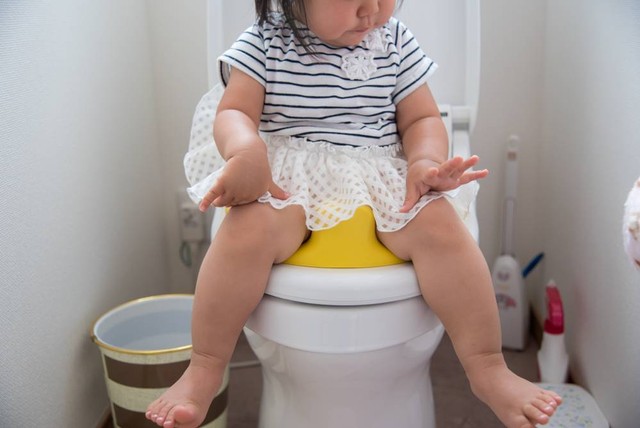 Ilustrasi balita melakukan toilet training. Foto: Shinya nakamura/Shutterstock