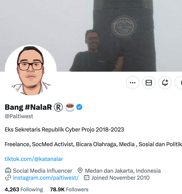 Akun Twitter pegiat medsos @Paltiwest atau Palti Hutabarat Foto: Twitter