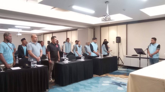 Para anggota BMB mendeklarasikan dukungan kepada pasangan nomor urut 2 Prabowo Subianto-Gibran Rakabuming Raka di Pilpres 2024, Abdul Toriq/Urban Id