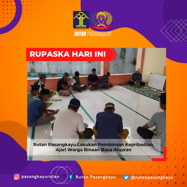 Rutan Pasangkayu Lakukan Pembinaan Kepribadian, Ajari Warga Binaan Baca Alquran