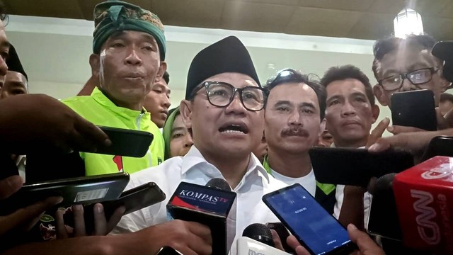 Cawapres nomor urut 1, Muhaimin Iskandar alias Cak Imin, saat gelar Konsolidasi Pemenangan AMIN di Sunset 100 Hotel, Badung, Bali, Jumat (26/1/2024). Foto: Fadlan Nuril Fahmi/kumparan