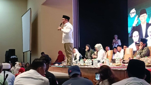 Cawapres nomor urut 1, Muhaimin Iskandar alias Cak Imin, saat gelar Konsolidasi Pemenangan AMIN di Sunset 100 Hotel, Badung, Bali, Jumat (26/1/2024). Foto: Fadlan Nuril Fahmi/kumparan