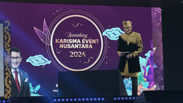 Menteri Pariwisata dan Ekonomi Kreatif (Menparekraf), Sandiaga Salahuddin Uno, meluncurkan program Karisma Event Nusantara (KEN) 2024 di Jakarta Timur, pada Sabtu (27/1). Foto: dok. Kemenparekraf