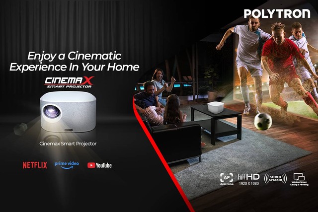 Polytron Cinemax Smart Projecto memungkinkan penggunanya menikmati berbagai konten tanpa terbatas kecilnya layar dan suara. Foto: Polytron