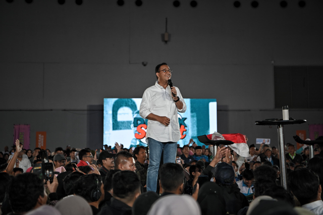 Capres nomor urut 01 Anies Baswedan dalam acara Desak Anies di di JIexpo, Kemayoran, Jakarta, Senin (29/1/2024). Foto: Dok. Istimewa