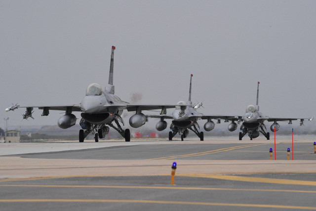 Jet tempur F-16 Angkatan Udara AS. Foto: Jung Yeon-je / AFP