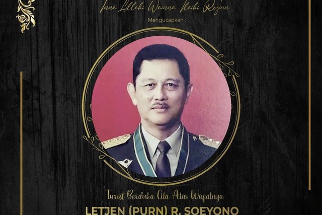 Letjen (purn) TNI Soeyono meninggal dunia. Foto: Instagram/@puspentni