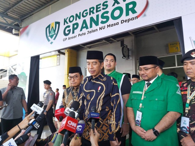 Presiden Jokowi di Kongres GP Ansor di Pelabuhan Tanjung Priok. Foto: Nadia Riso/kumparan