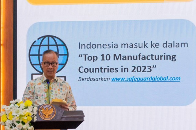 Menteri Perindustrian Agus Gumiwang Kartasasmita merilis data PMI Indonesia Januari 2024. Foto: Dok. Kemenperin