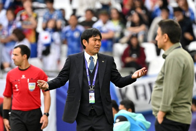 Pelatih Jepang Hajime Moriyasu. Foto: HECTOR RETAMAL / AFP