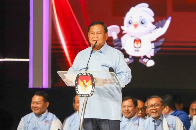 Capres nomor urut 02 Prabowo Subianto saat Debat Kelima Pilpres 2024 di Jakarta Convention Centre (JCC), Jakarta, Minggu (4/2/2024). Foto: Iqbal Firdaus/kumparan