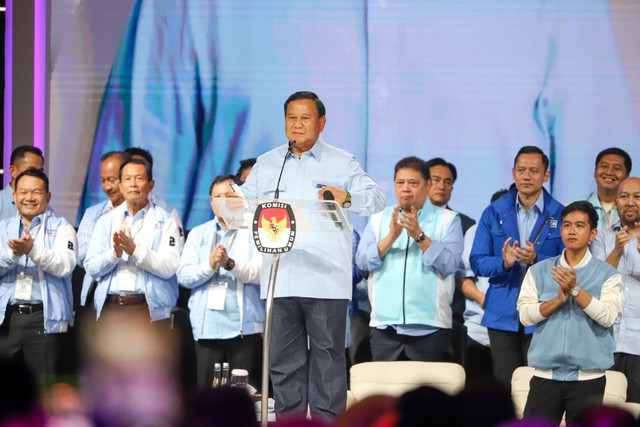 Capres nomor urut 02 Prabowo Subianto saat Debat Kelima Pilpres 2024 di Jakarta Convention Centre (JCC), Jakarta, Minggu (4/2/2024). Foto: Iqbal Firdaus/kumparan