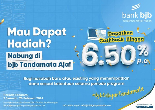 Ada Program Gebyar Tandamata dari bank bjb, Bisa dapat Cashback 6,5 Persen