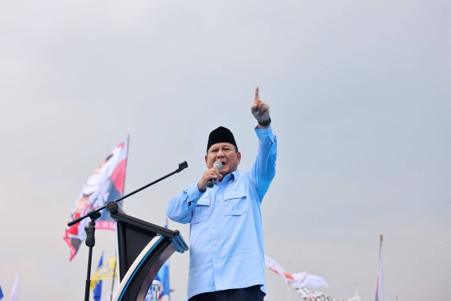 Capres nomor urut 02 Prabowo Subianto kampanye di GOR Delta Sidoarjo, Jawa Timur, Jumat (9/2/2024). Foto: Dok. Istimewa
