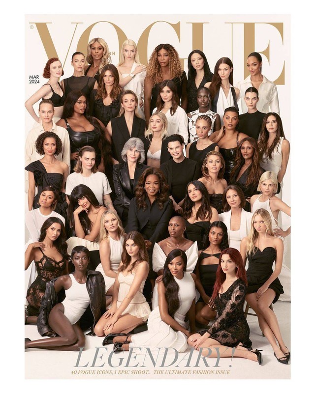 Pemotretan sampul majalah Vogue Inggris untuk edisi Maret 2024 libatkan 40 selebriti. Foto: Instagram: @britishvogue