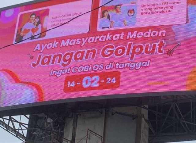 Iklan 'Jangan Golput' di pemilu mejeng di tugu milik Pemko Medan. Foto: Dok. Istimewa