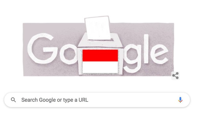 Google Doodle ramaikan pemilu 2024.  Foto: Google