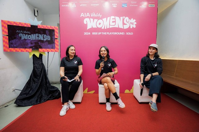 Konferensi pers ajang lari AIA Vitality Women's 10K untuk peringati Hari Perempuan Internasional. Foto: AIA