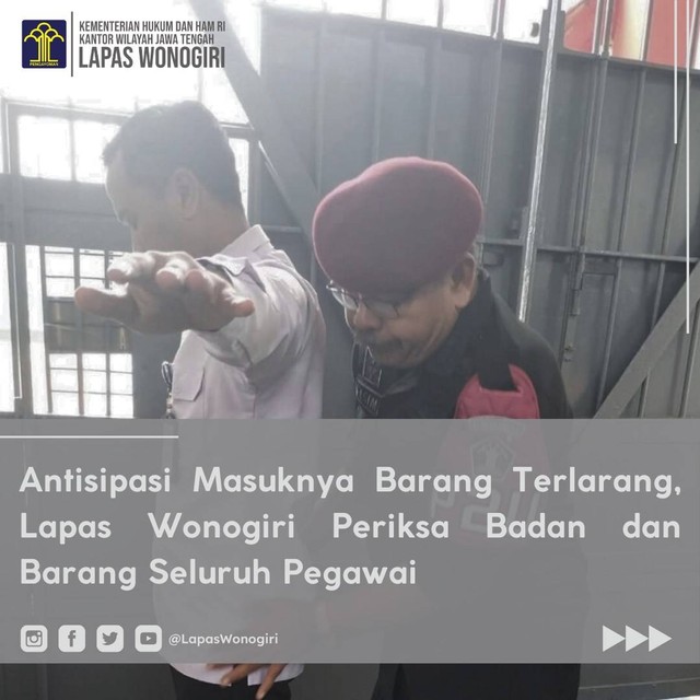 Antisipasi Barang Terlarang, Lapas Wonogiri Cek Badan & Barang Seluruh Pegawai (Dok. Humas Lapas Wonogiri)