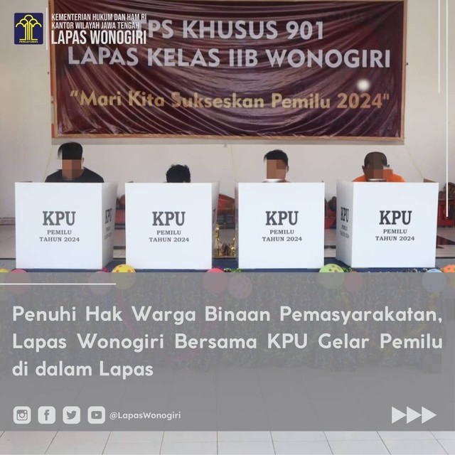 Lapas Wonogiri Bersama KPU Gelar Pemilu di dalam Lapas (Dok. Humas Lapas Wonogiri)