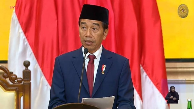 Presiden Jokowi menghadiri Sidang Laporan Tahunan MA di JCC. Foto: Youtube/Mahkamah Agung Republik Indonesia