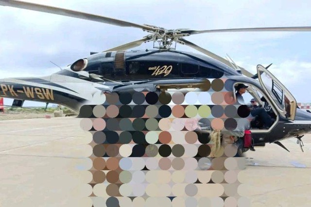 Helikopter Bell 429 PK-WSW milik Helicity yang merupakan kontraktor PT Weda Bay Nickel (WBN) hilang kontak dengan Air Traffic Control (ATC) Bandara Cekel, Weda Tengah, pada pukul 13.16 WIT, Selasa, 20 Februari 2024. Foto: Abdul Fatah/Antara