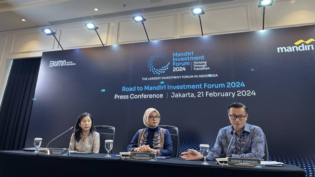 Konferensi pers Road to Mandiri Investment Forum (MIF) 2024 di Plaza Mandiri, Rabu (21/2/2024). Foto: Ghinaa Rahmatika/kumparan