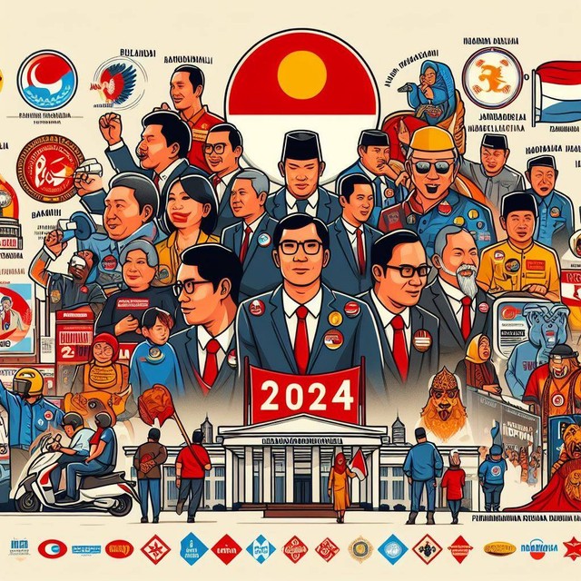 Ilustrasi Pemilu 2024. Karya AI