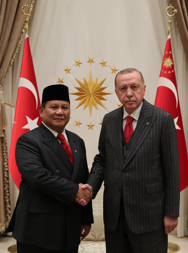Capres nomor urut 2 Prabowo Subianto bersama Presiden Turki, Recep Tayyip Erdogan. Foto: Instagram/@prabowo