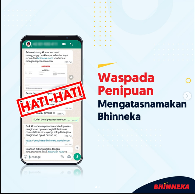 Gambar 1. Ilustrasi Waspada Penipuan, Sumber: Sosial Media Bhinneka.com