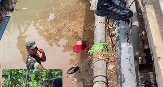 Mayat bayi ditemukan dibawah Jembatan Sulah di Jalan bawah Jembatan Sulah yang berada di Jalan Urip Sumoharjo, Way Halim Permai, Kecamatan Sukarame, Bandar Lampung, Rabu (28/2). | Foto: Dok: Istimewa