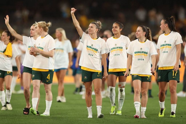 Timnas Wanita Australia lolos ke Olimpiade 2024 Paris usai menang agregat 13-0 atas Uzbekistan. Foto: matildas.com.au