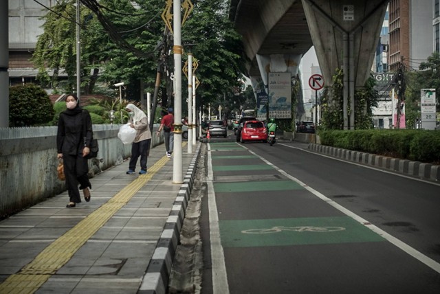 Suasana trotoar di beberapa ruas Jalan di Jakarta, Sabtu 2 Maret 2024. Foto: Jamal Ramadhan/kumparan