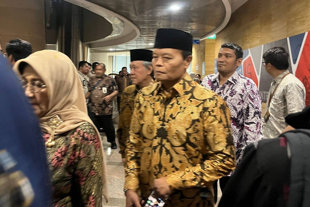 Hidayat Nur Wahid menghadiri peluncuran buku 'Jalan Baru Moderasi Beragama' di Perpusnas, Jakpus, Senin (4/3/2024). Foto: Thomas Bosco/kumparan