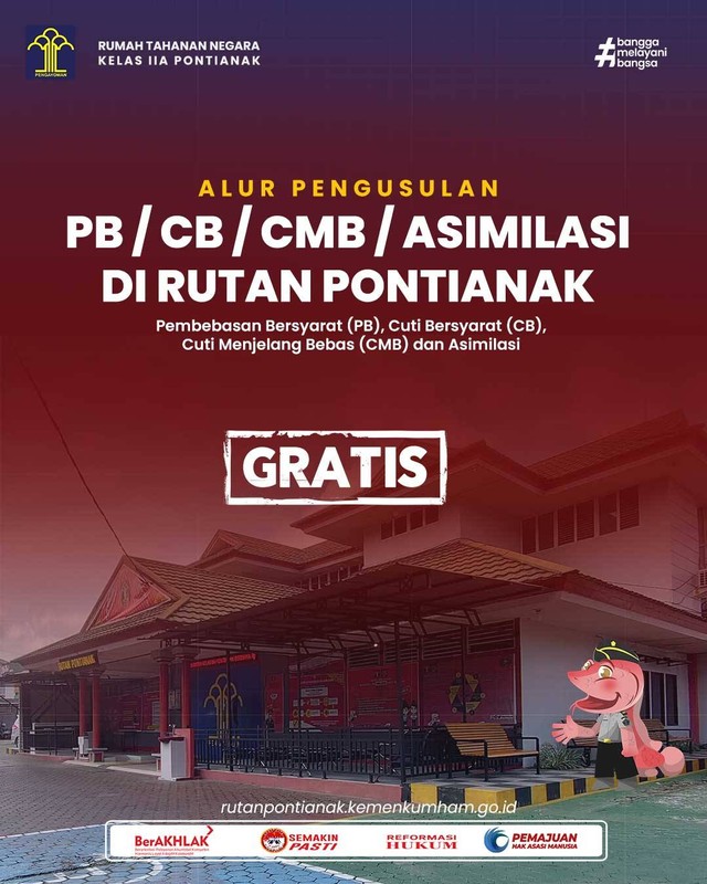 Infografis Alur Pengusulan Pembebasan Bersyarat (PB), Cuti Bersyarat (CB), Cuti Menjelang Bebas (CMB) dan Asimilasi di Rutan Pontianak