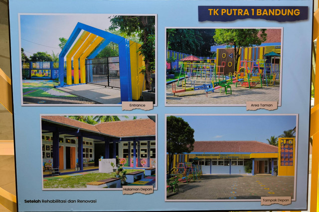 Gambar hasil rehabilitasi dan renovasi sarana prasarana Yayasan Pendidikan Putra, di Kantor Kementerian PUPR, Sabtu (9/3/2024).
Foto: Akbar Maulana/kumparan