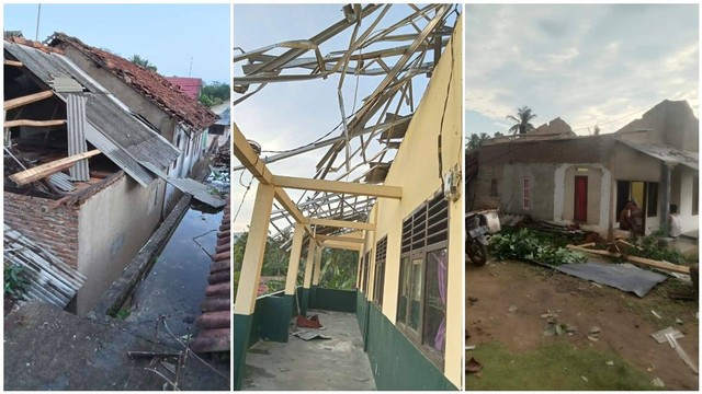 Rumah warga di Desa Baru Ranji, Dusun Merbau, Kecamatan Merbau Mataram rusak akibat angin puting beliung. | Foto: istimewa