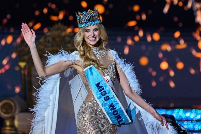 Krystyna Pyszkova pemenang Miss World 2024. Foto: Punit Paranjpe/AFP