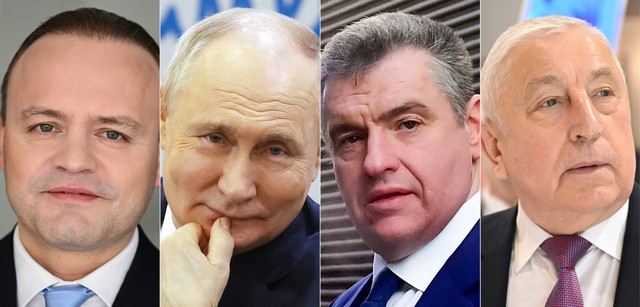 Kombinasi gambar empat kandidat yang mencalonkan diri dalam pemilihan presiden Rusia 2024 mendatang. Foto: AFP