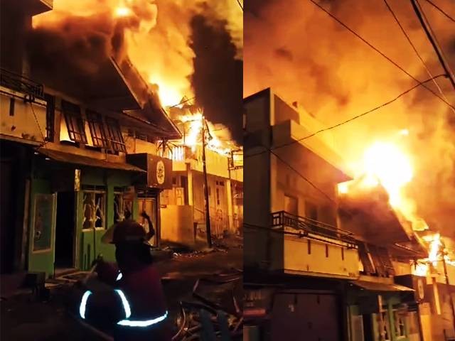 Kolase foto kebakaran di Kampung Kodo, Kota Manado, Sulawesi Utara.