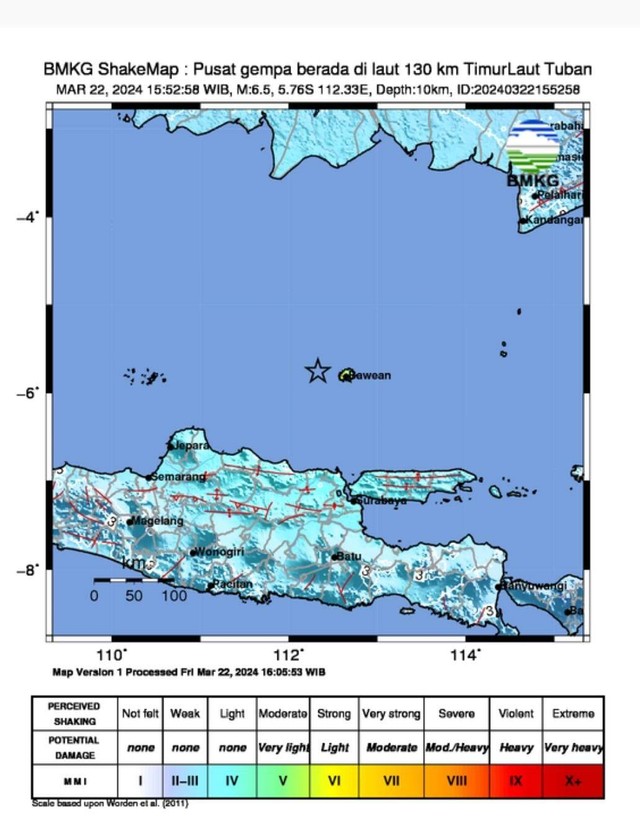 Postingan informasi di Instagram BMKG terkait kekuatan gempa yang terjadi di Laut Jawa. Foto: Dok. Instagram BMKG Kalbar