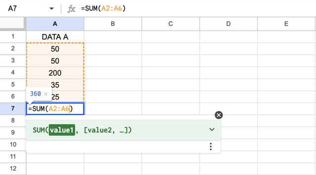 Rumus SUM di Excel. Foto: Kumparan  