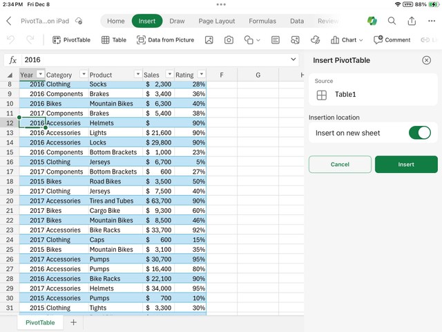 Contoh analisis data menggunakan pivot table di Excel. Foto: Microsoft