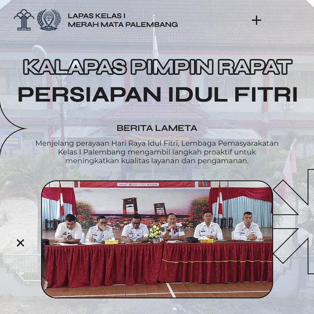 Optimalisasi Layanan Jelang Idul Fitri: Kalapas Palembang Pimpin Rapat Persiapan