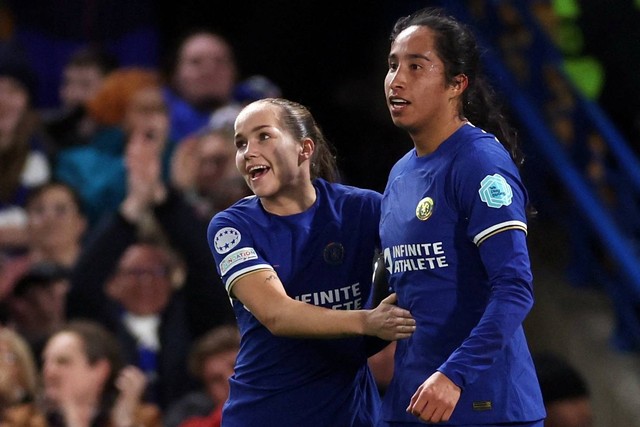 Pemain Chelsea Mayra Ramirez merayakan gol pertama mereka di Stamford Bridge, London, Inggris, Rabu (27/3/2024). Foto: Action Images via Reuters/Paul Childs