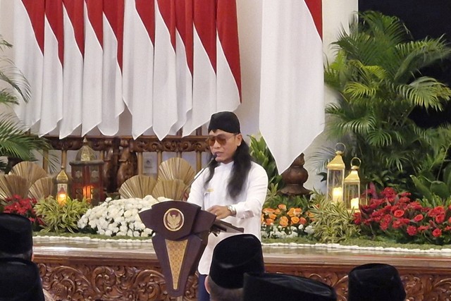 Gus Miftah mengisi ceramah di acara buka puasa bersama di Istana Negara, Kamis (28/3/2024). Foto: Nadia Riso/kumparan