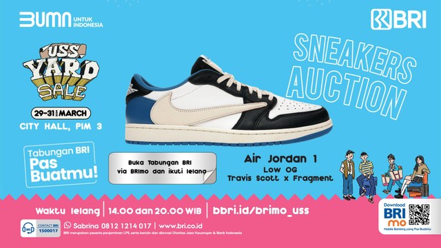 USS Yard Sale 2024 diselenggarakan di City Hall PIM 3 pada 29-31 Maret. Kamu bisa menikmati diskon up to 90%, buy 1 get 1, dan produk sneakers & apparel serba Rp 50 ribu selama acara berlangsung. Foto: dok. BRI